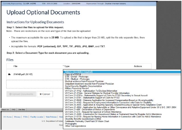 Document Upload - Select a Description
